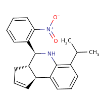 2d structure of (3aS,4S,9bS)-4-(2-nitrophenyl)-6-(propan-2-yl)-3H,3aH,4H,5H,9bH-cyclopenta[c]quinoline