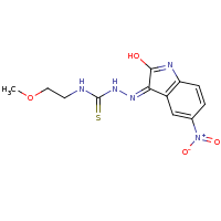 2d structure of 1-{[(3Z)-2-hydroxy-5-nitro-3H-indol-3-ylidene]amino}-3-(2-methoxyethyl)thiourea