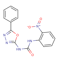 2d structure of 1-(2-nitrophenyl)-3-(5-phenyl-1,3,4-oxadiazol-2-yl)urea