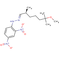 2d structure of (E)-1-(2,4-dinitrophenyl)-2-[(2S)-6-methoxy-2,6-dimethylheptylidene]hydrazine