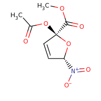 2d structure of methyl (2S,5S)-2-(acetyloxy)-5-nitro-2,5-dihydrofuran-2-carboxylate