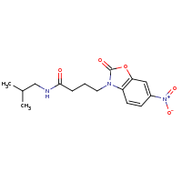 2d structure of N-(2-methylpropyl)-4-(6-nitro-2-oxo-2,3-dihydro-1,3-benzoxazol-3-yl)butanamide