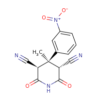 2d structure of (3R,5R)-4-methyl-4-(3-nitrophenyl)-2,6-dioxopiperidine-3,5-dicarbonitrile