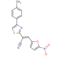 2d structure of (2E)-2-[4-(4-methylphenyl)-1,3-thiazol-2-yl]-3-(5-nitrofuran-2-yl)prop-2-enenitrile