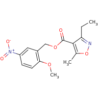 2d structure of (2-methoxy-5-nitrophenyl)methyl 3-ethyl-5-methyl-1,2-oxazole-4-carboxylate