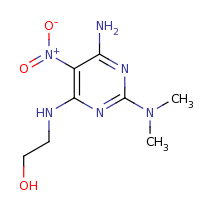 2d structure of 2-{[6-amino-2-(dimethylamino)-5-nitropyrimidin-4-yl]amino}ethan-1-ol