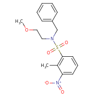 2d structure of N-benzyl-N-(2-methoxyethyl)-2-methyl-3-nitrobenzene-1-sulfonamide