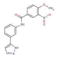 2d structure of 4-methoxy-3-nitro-N-[3-(1H-pyrazol-5-yl)phenyl]benzamide