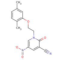 2d structure of 1-[2-(2,5-dimethylphenoxy)ethyl]-5-nitro-2-oxo-1,2-dihydropyridine-3-carbonitrile