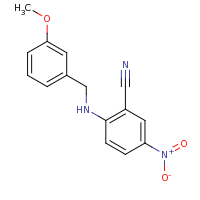 2d structure of 2-{[(3-methoxyphenyl)methyl]amino}-5-nitrobenzonitrile