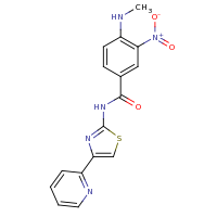 2d structure of 4-(methylamino)-3-nitro-N-[4-(pyridin-2-yl)-1,3-thiazol-2-yl]benzamide