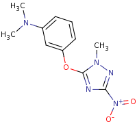 2d structure of N,N-dimethyl-3-[(1-methyl-3-nitro-1H-1,2,4-triazol-5-yl)oxy]aniline
