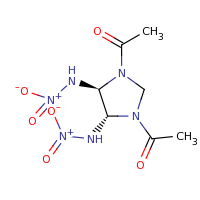 2d structure of 1-[(4R,5R)-3-acetyl-4,5-bis(nitroamino)imidazolidin-1-yl]ethan-1-one