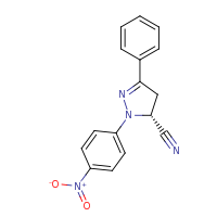 2d structure of (5R)-1-(4-nitrophenyl)-3-phenyl-4,5-dihydro-1H-pyrazole-5-carbonitrile