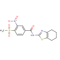 2d structure of 4-methanesulfonyl-3-nitro-N-(4,5,6,7-tetrahydro-1,3-benzothiazol-2-yl)benzamide