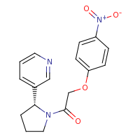 2d structure of 2-(4-nitrophenoxy)-1-[(2R)-2-(pyridin-3-yl)pyrrolidin-1-yl]ethan-1-one