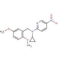 2d structure of N-cyclopropyl-N-[(2,5-dimethoxyphenyl)methyl]-5-nitropyridin-2-amine