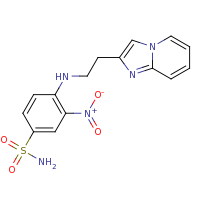 2d structure of 4-[(2-{imidazo[1,2-a]pyridin-2-yl}ethyl)amino]-3-nitrobenzene-1-sulfonamide