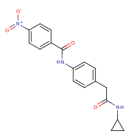2d structure of N-{4-[(cyclopropylcarbamoyl)methyl]phenyl}-4-nitrobenzamide