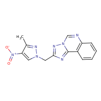 2d structure of 3-methyl-4-nitro-1-{[1,2,4]triazolo[1,5-c]quinazolin-2-ylmethyl}-1H-pyrazole