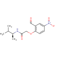 2d structure of 2-(2-formyl-4-nitrophenoxy)-N-[(2S)-3-methylbutan-2-yl]acetamide