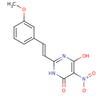 2d structure of 6-hydroxy-2-[(E)-2-(3-methoxyphenyl)ethenyl]-5-nitro-3,4-dihydropyrimidin-4-one