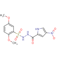 2d structure of N'-[(2,5-dimethoxybenzene)sulfonyl]-4-nitro-1H-pyrrole-2-carbohydrazide