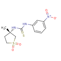2d structure of 3-[(3S)-3-methyl-1,1-dioxo-1$l^{6}-thiolan-3-yl]-1-(3-nitrophenyl)thiourea