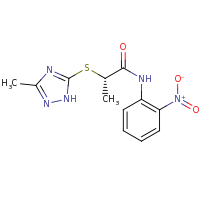 2d structure of (2S)-2-[(3-methyl-1H-1,2,4-triazol-5-yl)sulfanyl]-N-(2-nitrophenyl)propanamide