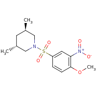 2d structure of (3R,5R)-1-[(4-methoxy-3-nitrobenzene)sulfonyl]-3,5-dimethylpiperidine