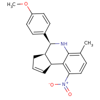 2d structure of (3aR,4S,9bS)-4-(4-methoxyphenyl)-6-methyl-9-nitro-3H,3aH,4H,5H,9bH-cyclopenta[c]quinoline