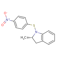 2d structure of (2S)-2-methyl-1-[(4-nitrophenyl)sulfanyl]-2,3-dihydro-1H-indole