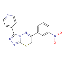 2d structure of 4-[6-(3-nitrophenyl)-7H-[1,2,4]triazolo[3,4-b][1,3,4]thiadiazin-3-yl]pyridine