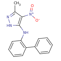 2d structure of 3-methyl-4-nitro-N-(2-phenylphenyl)-1H-pyrazol-5-amine