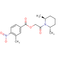 2d structure of 2-[(2S,6S)-2,6-dimethylpiperidin-1-yl]-2-oxoethyl 3-methyl-4-nitrobenzoate