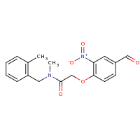 2d structure of 2-(4-formyl-2-nitrophenoxy)-N-methyl-N-[(2-methylphenyl)methyl]acetamide