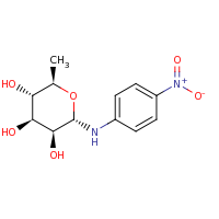 2d structure of (2R,3S,4S,5S,6S)-2-methyl-6-[(4-nitrophenyl)amino]oxane-3,4,5-triol