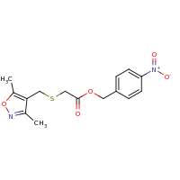 2d structure of (4-nitrophenyl)methyl 2-{[(3,5-dimethyl-1,2-oxazol-4-yl)methyl]sulfanyl}acetate