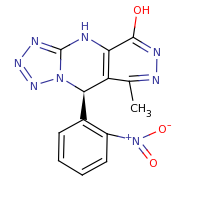 2d structure of (8R)-10-methyl-8-(2-nitrophenyl)-2,4,5,6,7,11,12-heptaazatricyclo[7.4.0.0^{3,7}]trideca-1(9),3,5,10,12-pentaen-13-ol