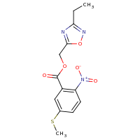 2d structure of (3-ethyl-1,2,4-oxadiazol-5-yl)methyl 5-(methylsulfanyl)-2-nitrobenzoate