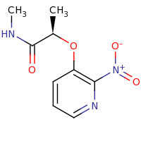 2d structure of (2R)-N-methyl-2-[(2-nitropyridin-3-yl)oxy]propanamide