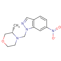 2d structure of 1-{[(3S)-3-methylmorpholin-4-yl]methyl}-6-nitro-1H-indazole