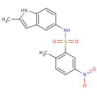 2d structure of 2-methyl-N-(2-methyl-1H-indol-5-yl)-5-nitrobenzene-1-sulfonamide