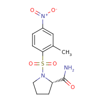 2d structure of (2S)-1-[(2-methyl-4-nitrobenzene)sulfonyl]pyrrolidine-2-carboxamide