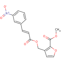 2d structure of methyl 3-({[(2E)-3-(3-nitrophenyl)prop-2-enoyl]oxy}methyl)furan-2-carboxylate