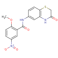 2d structure of 2-methoxy-5-nitro-N-(3-oxo-3,4-dihydro-2H-1,4-benzothiazin-6-yl)benzamide
