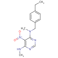 2d structure of 4-N-[(4-ethylphenyl)methyl]-4-N,6-N-dimethyl-5-nitropyrimidine-4,6-diamine