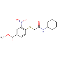 2d structure of methyl 4-{[(cyclohexylcarbamoyl)methyl]sulfanyl}-3-nitrobenzoate