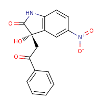 2d structure of (3S)-3-hydroxy-5-nitro-3-(2-oxo-2-phenylethyl)-2,3-dihydro-1H-indol-2-one