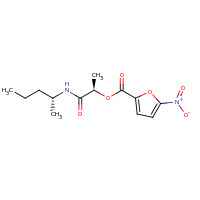 2d structure of (1R)-1-{[(2R)-pentan-2-yl]carbamoyl}ethyl 5-nitrofuran-2-carboxylate
